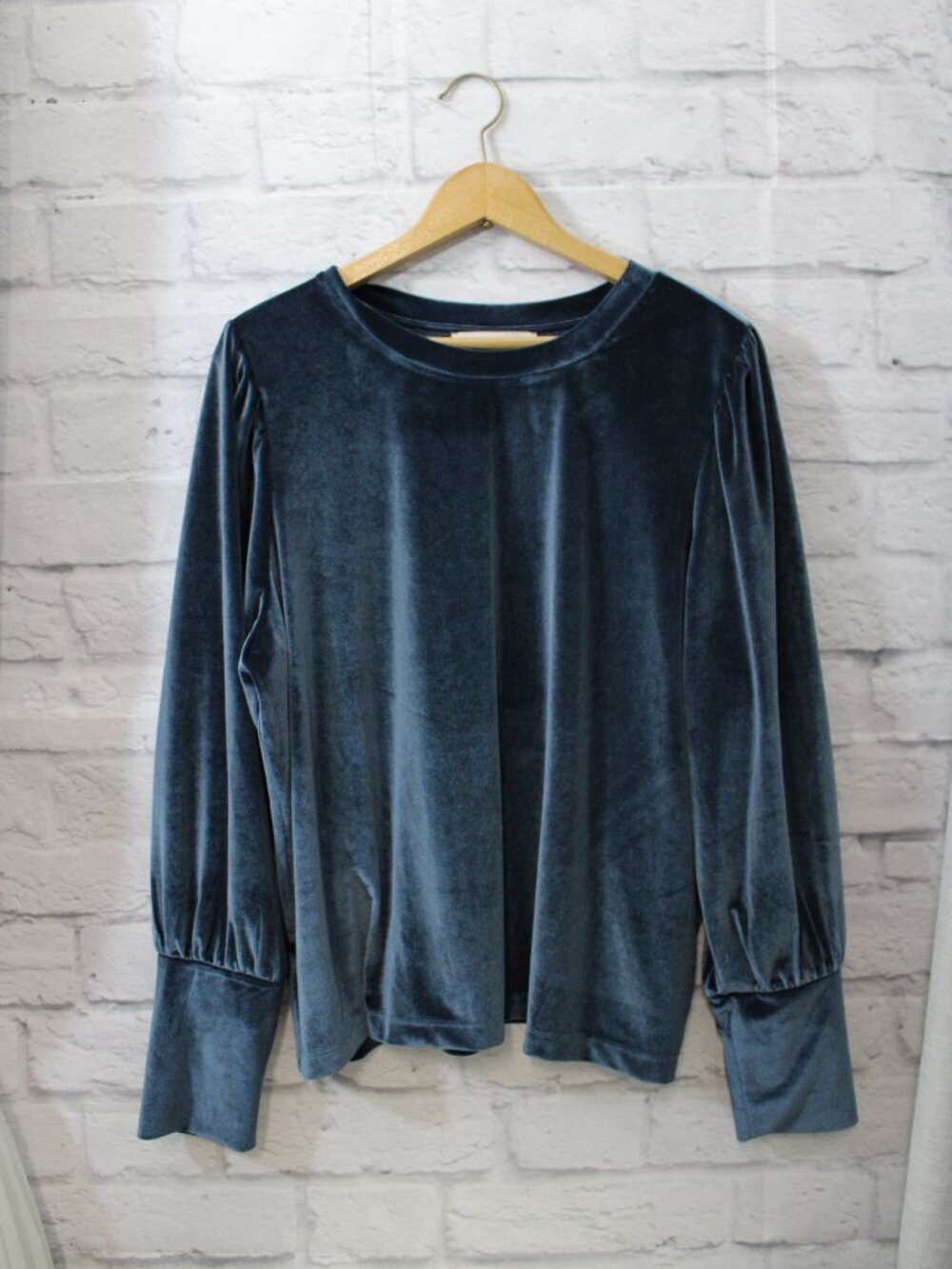Loft Velvet Blouse Extra Large Blue Longsleeve Holiday Christmas Dressy Winter